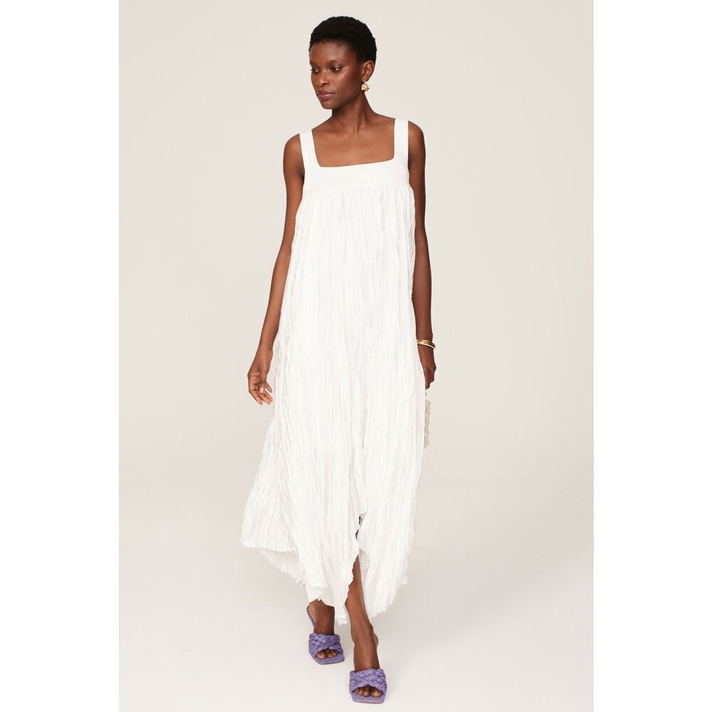 Bibhu Mohapatra Collective White Chiffon Sleeveless Square Neckline Maxi Size 2